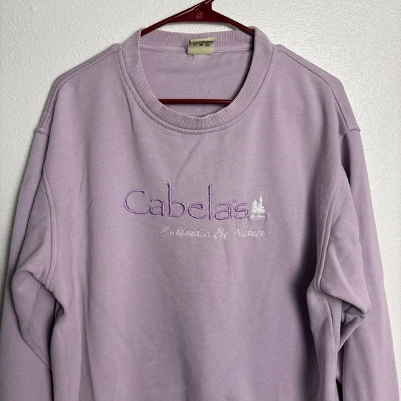 Cabelas Authentic By Nature Sweatshirt Womens Large Purple Embroidered Crewneck - Picture 3 of 8